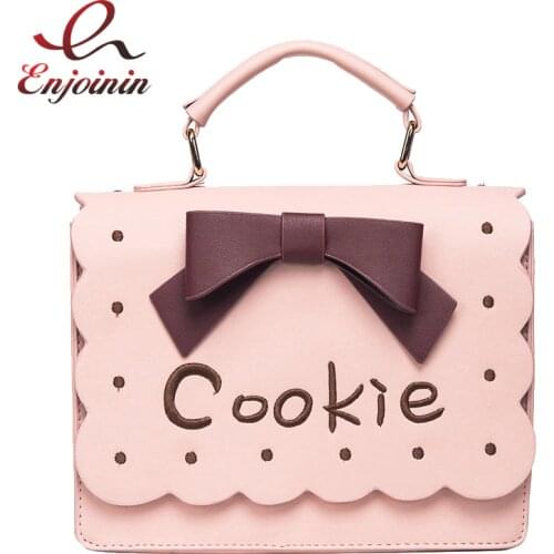 New arrival bow brace embroidery letter cookie cake ladies handbag shoulder bag female crossbody messenger bag 2 colors