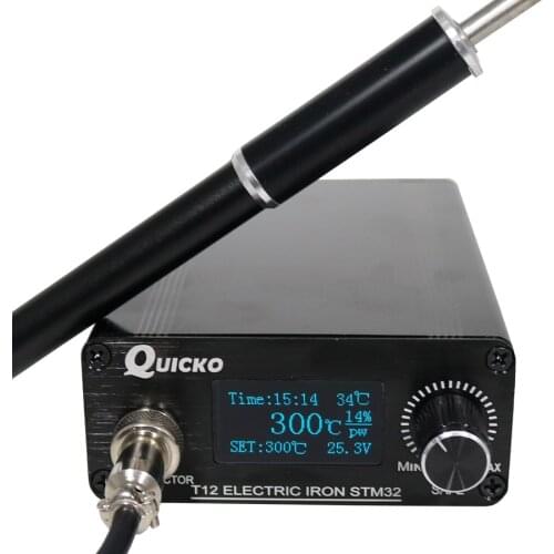 STM32/CKS T12 Soldering Digital Station Electronic Soldering iron OLED 1.3inch with Black Metal handle and T12 iron tips