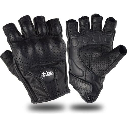 BERIK Genuine Leather Motorcycle Glove Summer Fingerless motorcycle gloves Half Finger Riding Motocross Glove Tactical Retro 3XL