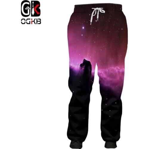 OGKB New Arrival Men/women Casual Full Length Pants Haren Harajuku Galaxy Space 3D Printed Sweat Pants Hip Hop Sweatpants 5XL