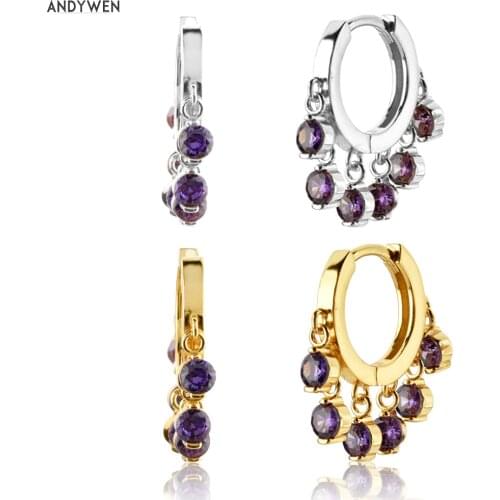ANDYWEN 925 Sterling Silver 3mm Zircon CZ Charms Dangle Drop Earring 2020 Rock Punk Fashion Fine Jewelry Piercing Ohrringe Jewel