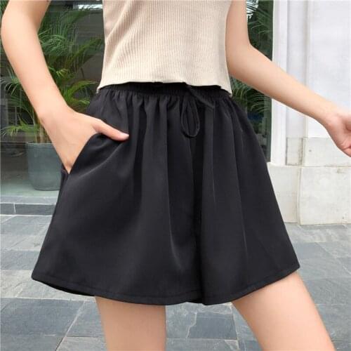 Real Shot New Shorts Womens Outer Wear High-waisted Wide-leg Korean Version of The Thin Casual Sports Pants