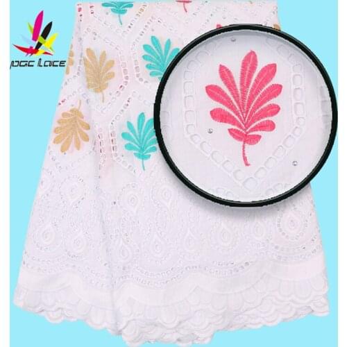 Swiss Voile Lace in Switzerland Fabric African Swiss Cotton Lace Embroidered Lace with Rhinestones Bridal Fabrics XZ2914B