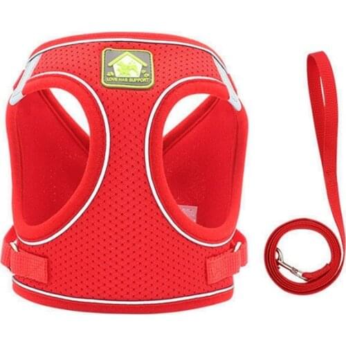 Reflective Dog Cat Harness Nylon Mesh Vest Puppy Pet Harness and Leash Set for Small Medium Walking Lead Leash XS-XL