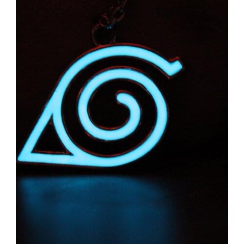 Glowing necklace Uzumaki Konoha Logo Anime necklace GLOW in the DARK Luminous necklace Pendants