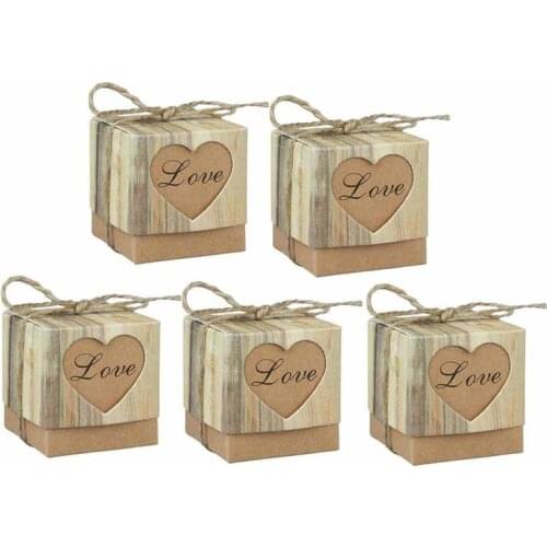 5pcs Love Candy Box for Rustic Wedding Engagement Anniversary bridal Shower bachelorette Hen Party birthday Decoration favor