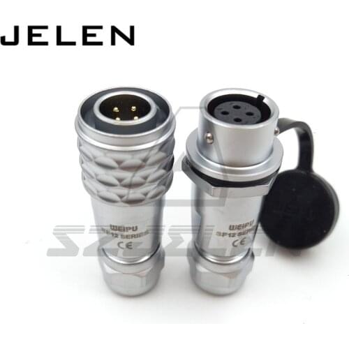 WEIPU SF12 series 4 pin waterproof connector plugs and sockets, IP67 LED power waterproof connector male and female