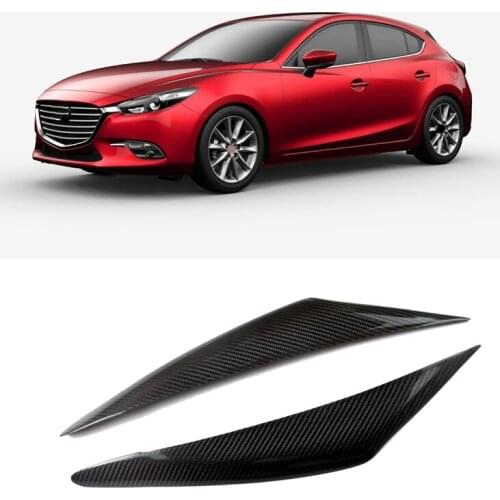 Real Carbon Fiber Headlight Eyebrows Eyelids Stickers Trim Cover Headlight Lid for Mazda 3 Axela M3 2017 2018 2019