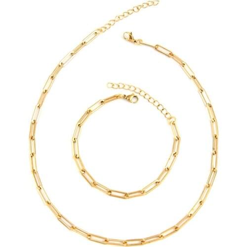 Women Thin Exquisite Necklace Stainless steel 4mm flat wire Long O chain Gold color collares de moda Boho Collier gift