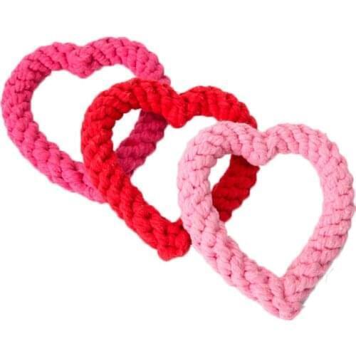 1Pcs Dog Bite Rope Toys Pet Grind Tooth Toys Cotton Rope Cute Heart Shape Dogs Training Tooth Cleaning Toys Pet Dog Rope Toys