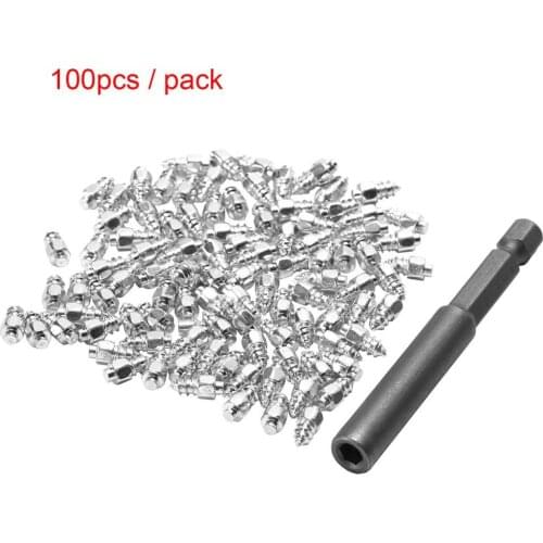 100 Pcs Stud Screw 9mm + 1 Pc Drill Sleeve Auto Car SUV ATV Anti-Slip Screw Stud Wheel Tyre Snow Tire Spikes Trim Dropshipping