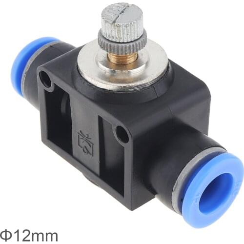 12mm Black Adjustable Pneumatic Components Quick Connector Gas Flow Hand Valve with Plastic Socket for PU Nylon Air Tube