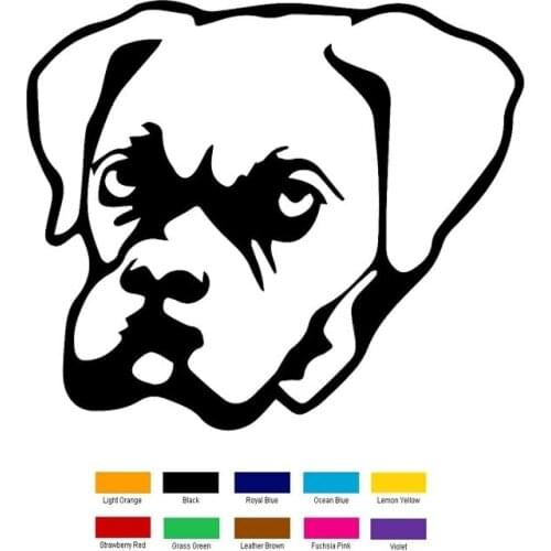 15*15cm Dog Boxer Box Puppy Head Car Sticker For Truck Window Bumper Auto SUV Door Laptop Kayak Viny