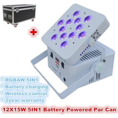 18pcs lights+3 flight cases)12x15W RGBWA 5 in 1 Battery Wireless Led Slim Par Stage flat par can Lights for venues hotel bar