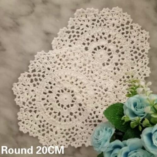 20CM Wide Luxury White Cotton Placemat Cup Coaster Mug Kitchen Dish Table Mat Cloth Lace Crochet Tea Coffee Doily Wedding Pad