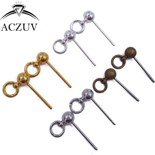 200pcs 4mm Ball Earring Post with Loop Jewelry Earring Findings Accessories EZ-005