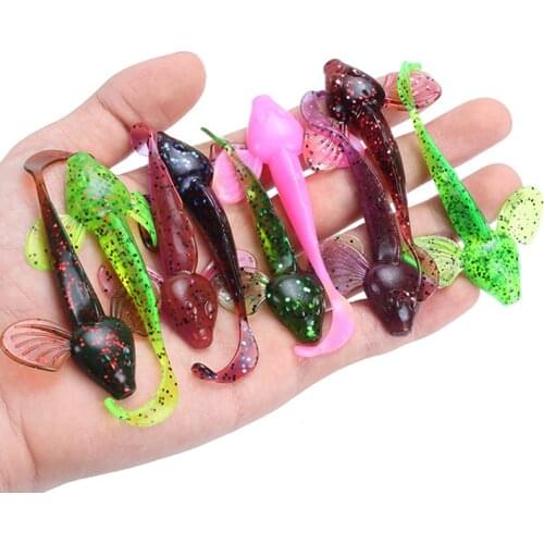 6pcs 8cm/4.3g Saltwater/Freshwater Fishing Soft Tail Worm Lure Fishy Smell Artificial Giant Salamander Bait 10 Colors For Option