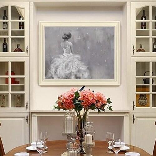 BALLEAY ART European Girl Abstract Oil Painting on Canvas Home Art Wall Posters Printing Modular Pictures For Living Room Decor