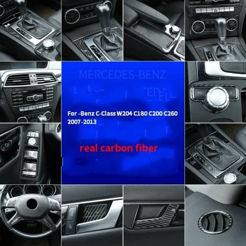 For Mercedes-Benz C-Class W204 C180 C200 C260 2007-2013 Accessories Carbon Fiber Center Console Gear Panel Decoration Sticker