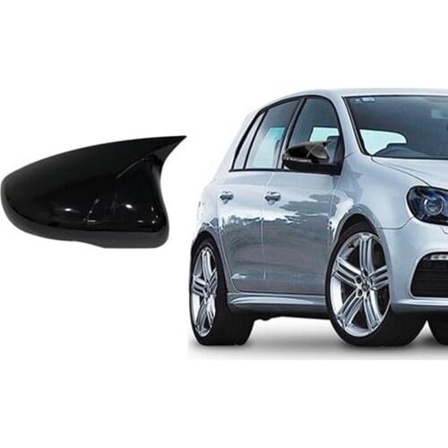 Free Shipping 2 Pieces Bat Style High Quality Abs Plastic Mirror Covers Caps RearView Case Gloss Black For VW Golf 6 2008-2012