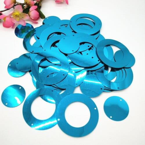 50g Acid Blue Large Round Circle Sequins 50mm PVC Flat Sequin For Crafts Wedding Decoration 2pcs Set Paillette Middle Blue