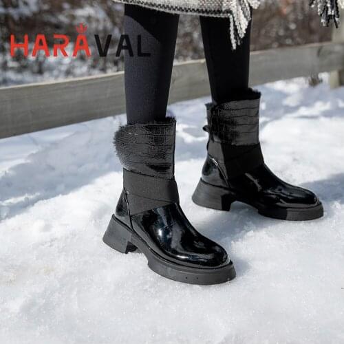 Ankle Boots Patent Leather Sewing Solid Motorcycle Boots Adult Fashion Thick Bottom Elegant Sexy Winter Waterproof Platf E233L