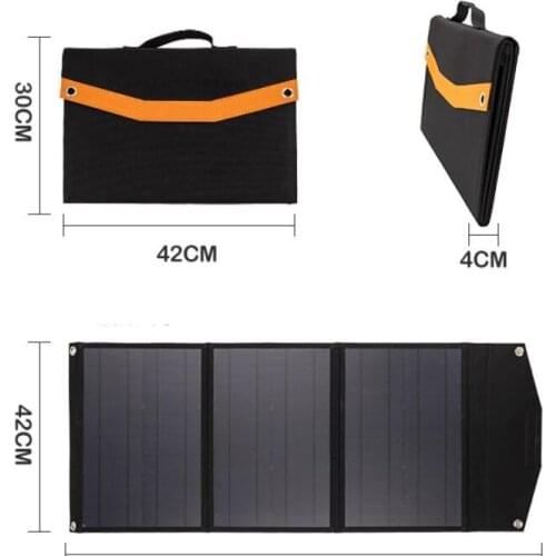 BUHUSHUI Quick Charger foldable solar panel 60w 18v dual usb port DC charger for tablet phone loptop 12V Barrery