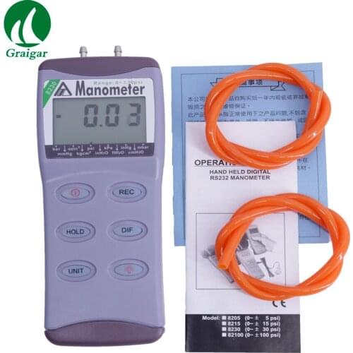 AZ8230 Digital Differential Pressure Meter Maximum Pressure 60psi Resolution 0.01psi