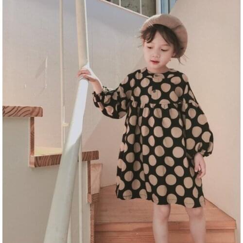 2020 Baby Toddler Girls Dress Autumn Clothing Dot Girls Long Sleeve Kids Dresses For Girl Children Cotton Dress JW4222