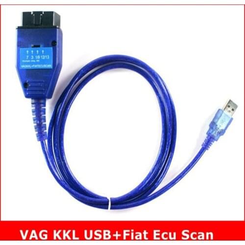 Latest for VAG USB KKL Interface + for Fiat ECU Scan OBD OBD2 Diagnostic Scanner Cable Cars Engine Airbag Adapter Scan Tool