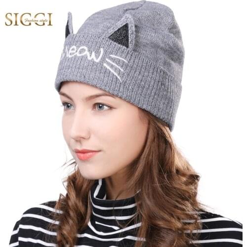 FANCET Winter Wool Beanies For Women Pussycat Ear Cute Acrylic Fleece Lined Soft Lining Skullies Cold Weather Knitted Hats 89204