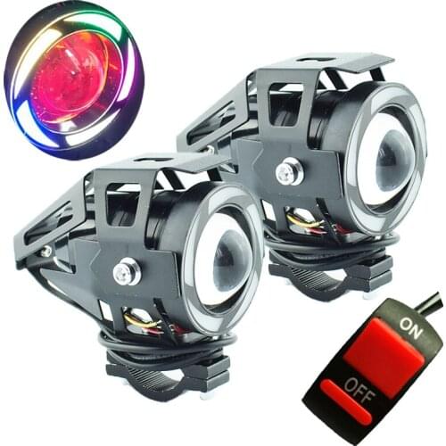 2pcs 12V 125W Motorcycle LED U7 5 Colors Headlights Motorbike Auxiliary Driving lights 6500k moto Fog lamp Work Lights Headlamp