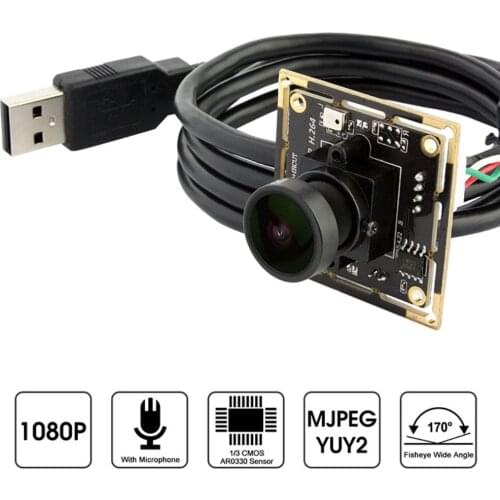 FHD 2MP 1920*1080 H.264 170 degree fisheye lens AR0330 CMOS hd mini wide angle video security microphone usb camera board