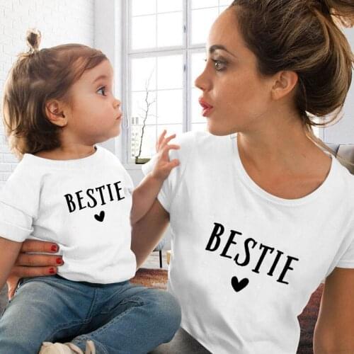 1PC Besties Heart Family Matching Shirt Family Clothes Summer Short Sleeve Casual T Shirt Mother and Daughter Son Tee Shirt