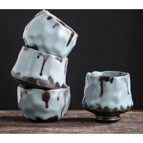 Ceramic Kiln Changing Temmoku Glaze Teacup Creative Firewood Kung Fu Drinkware Office Tea Set Coarse Pottery Master Cup Gift