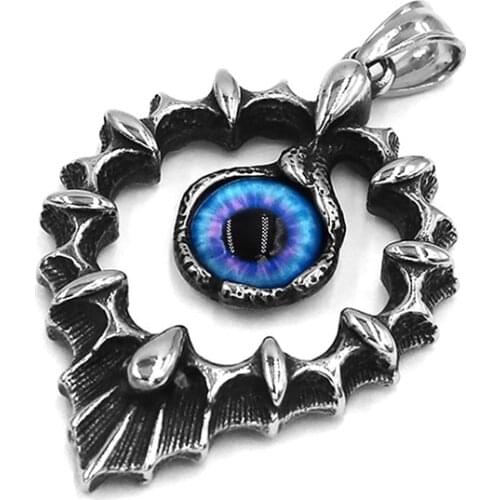 Claws Hollow Blue Eye Pendant Stainless Steel Jewelry Norse Viking Egyptian Charm Evil Eye Biker Men Pendant SWP0545