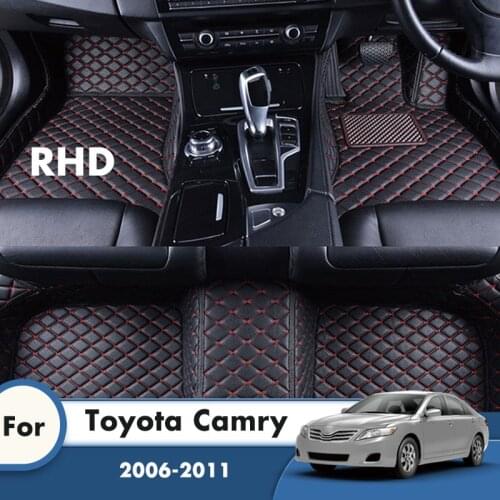 RHD Carpets Rugs For Toyota Camry 2011 2010 2009 2008 2007 2006 Car Floor Mats Leather Waterproof Rugs Auto Interior Accessories