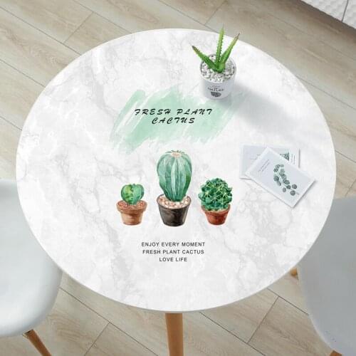 Round table cloth Soft glass PVC table mat Marble pattern oilproof waterproof tablecloth custom made dining table Decor cover