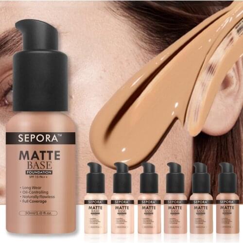 30ml Face Matte Liquid Foundation Base Makeup Oil Control 24 Hours Lasting Concealer Full Coverage Waterproof Contour Makeup