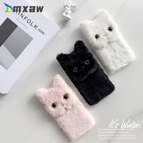 Cute Cat Ears Phone Case For Samsung Galaxy S21 S20 Ultra Plus FE A71 A51 M31 A21S A31 A11 M11 A41 M30S M21 Plush Back Cover