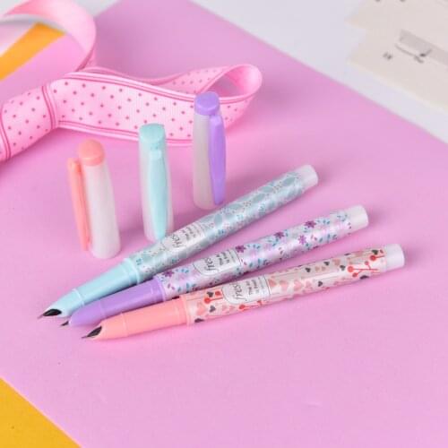 Candy Color Cute Kawaii Flower Plastic Fountain Pen With Ink Sac For Kids Gift Korean Stationery
