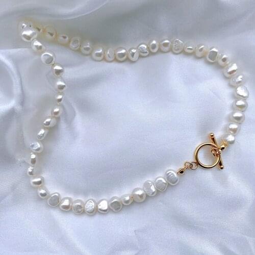 Natural Freshwater Pearl Metal Bead Necklace Fashionable irregular beads pearl necklace fashion necklace