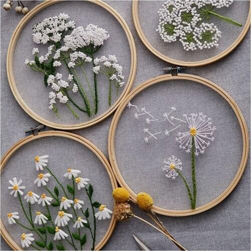 Flowers Painting Mesh Cross Stitch Kits Embroidery Hoop Sets European Mesh Full Needlework Sewing Accessories For Beginners