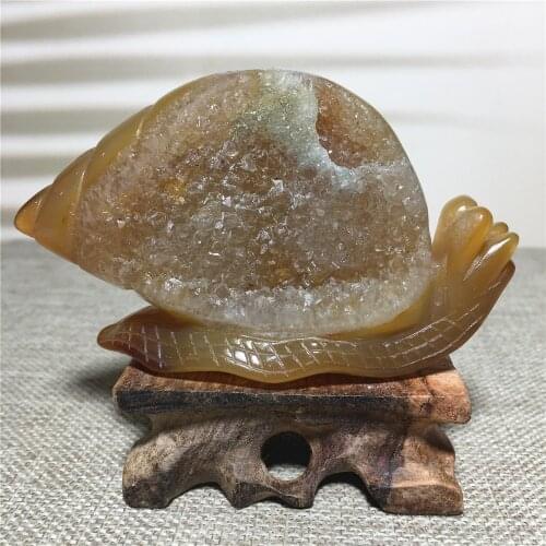 Natural Agate Geode Crystals Voog Quartz Ornament For Home Decoration Chakra Healing Druzy Gemstones Hand-Made Snail