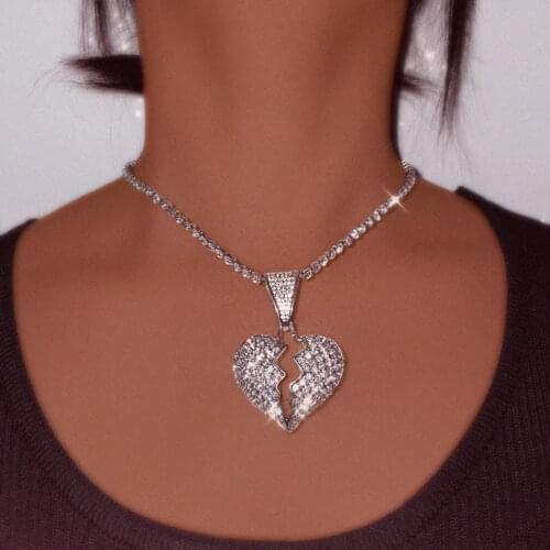 Men Hip Hop Ghost Crystal Pendant Necklace Iced Out Bling Rhinestone Choker Necklace For Women 2021 Statement Jewelry Gift