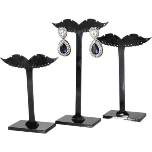 3Pcs Black Different Height Acrylic Earrings Holder Jewelry Organizer Stand Display Removable Jewelry Display Accessories