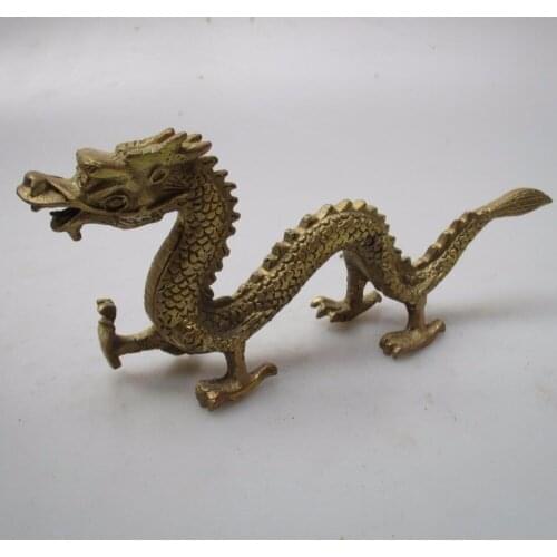 Works of art Collection Chinese Brass Carved Dragon Sculpture /Home Feng Shui statue