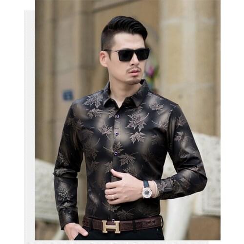 Luxurious 2021 Social Long Sleeve Maple Leaf Designer Shirts Men Slim Fit Vintage Fashions Mens Shirt Man Dress Jersey Clothing