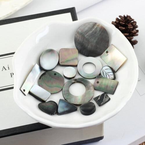 Natural deep black shell geometry DIY minimalist Earrings handmade jewelry accessories material