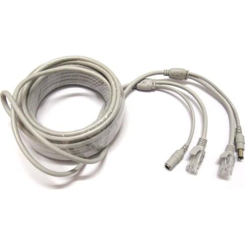 20M 60ft RJ45 Network & 12V Power IP Network Cable Extension Cord for CCTV IP Camera Line NVR System LAN